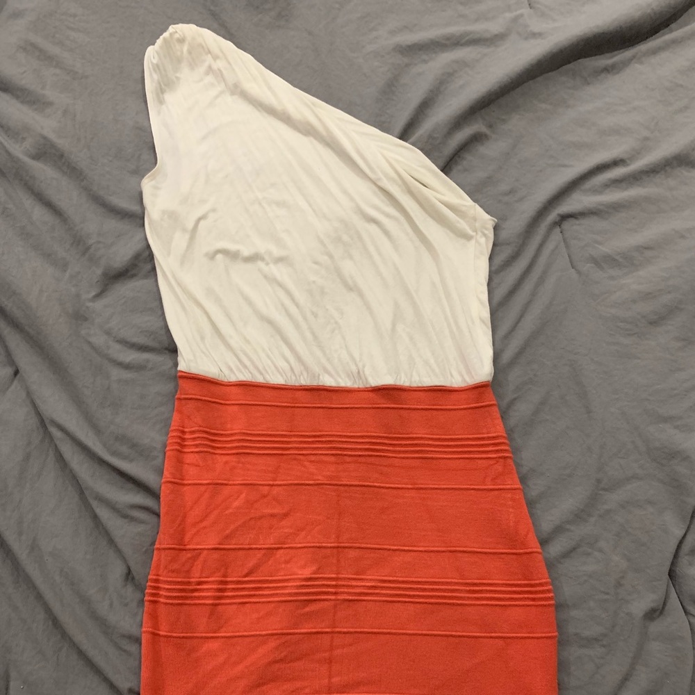 Orange and white bodycon dress